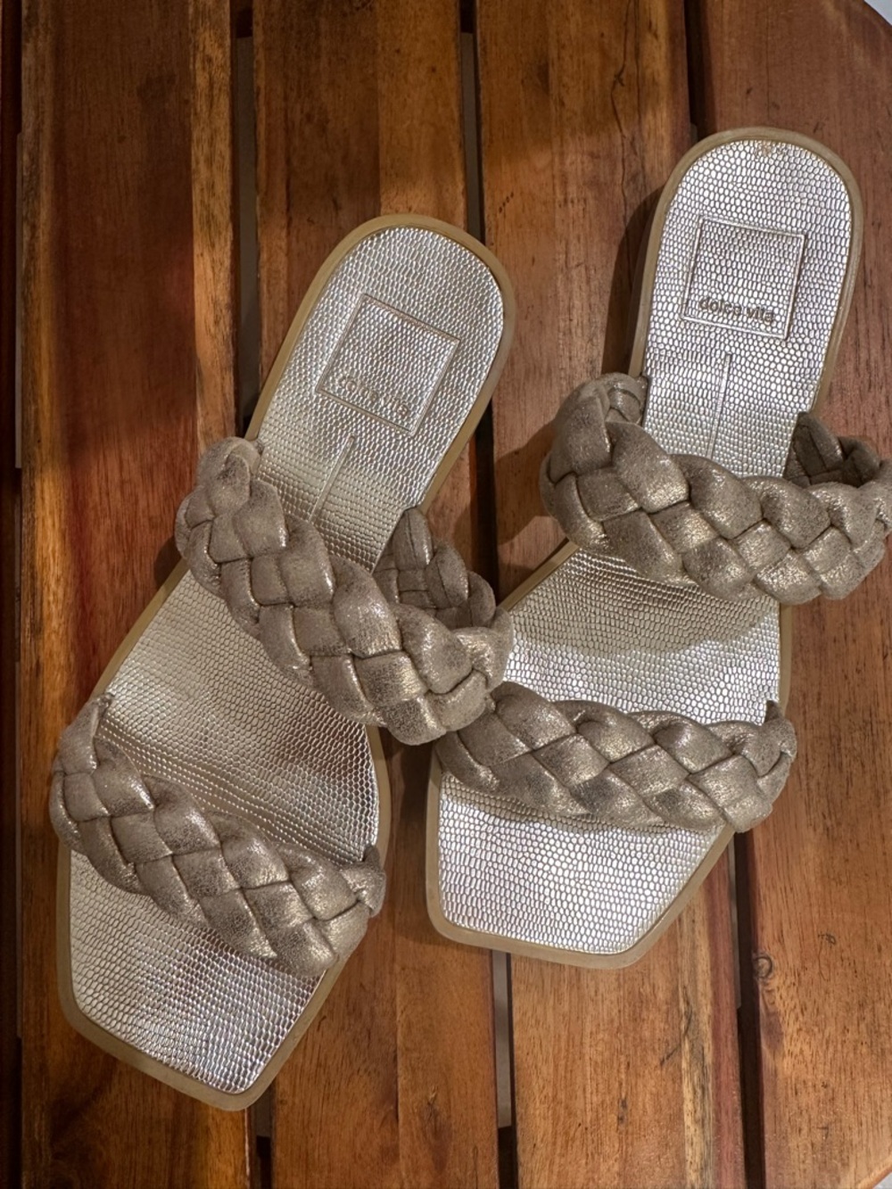 Dolce Vita Metallic Gold Braided Slide Sandals